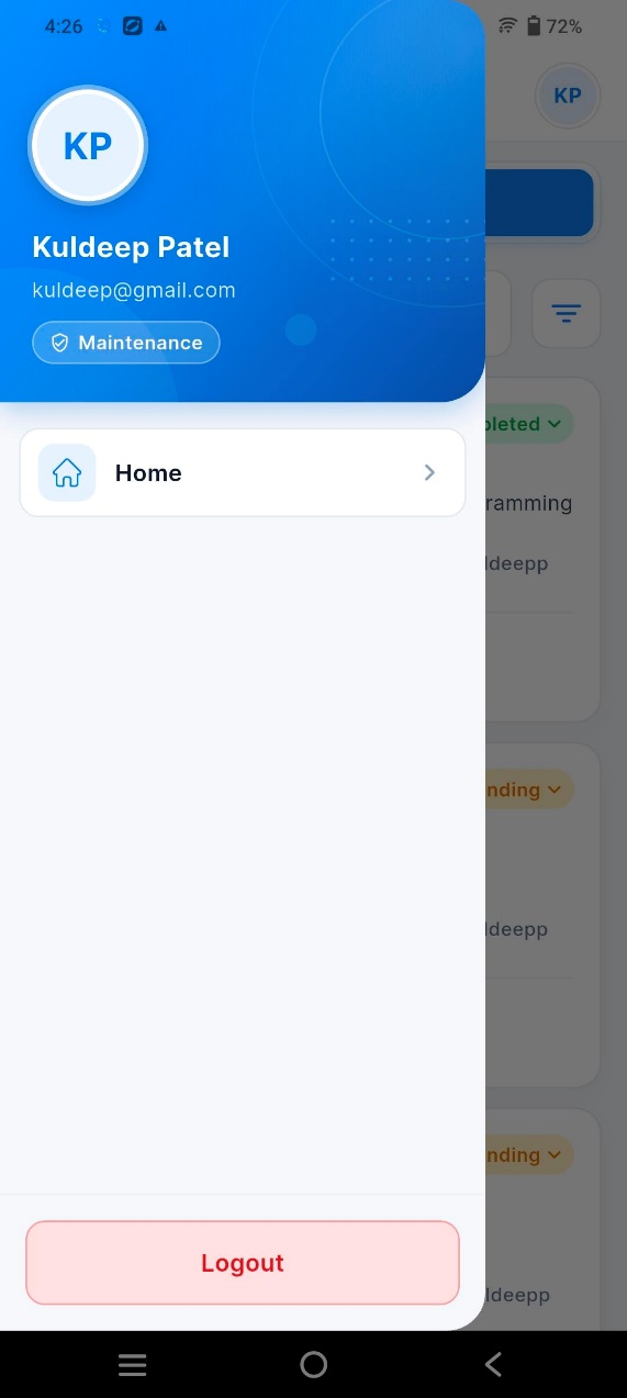 Maintenance menu
